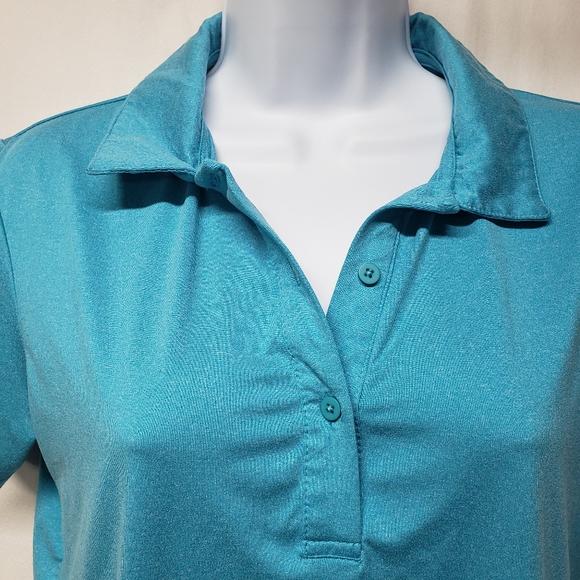 Like New. CQC Sports Medium Short Sleeve Aqua 3 Button Polo Style Top - Picture 3 of 6